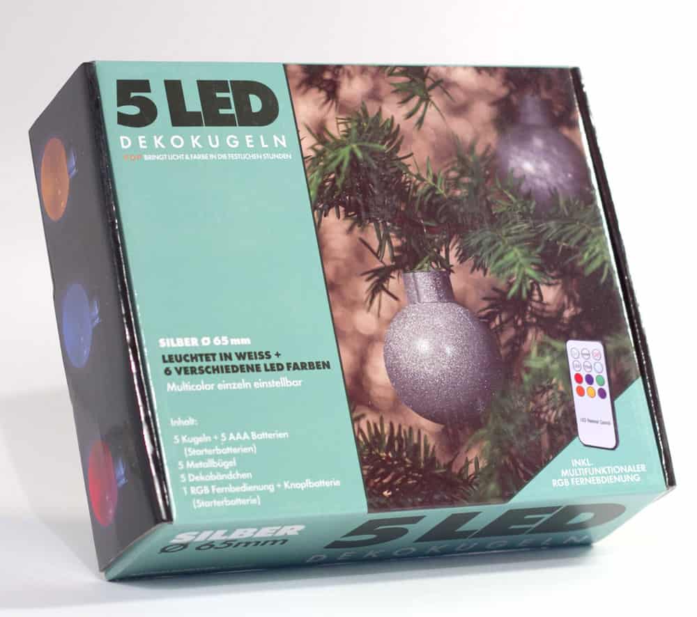 5 LED Dekokugeln mit Fernbedienung silber-glitzernd - ∅ 65mm-0