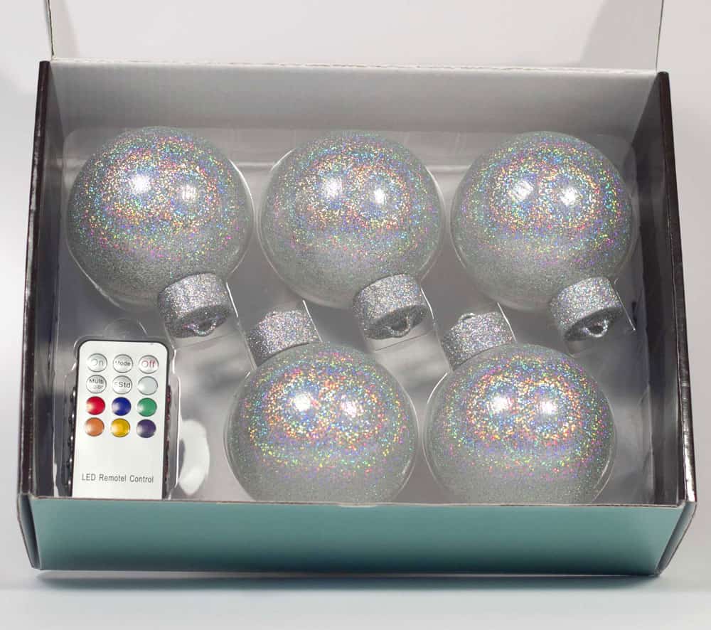 5 LED Dekokugeln mit Fernbedienung silber-glitzernd - ∅ 80mm-468